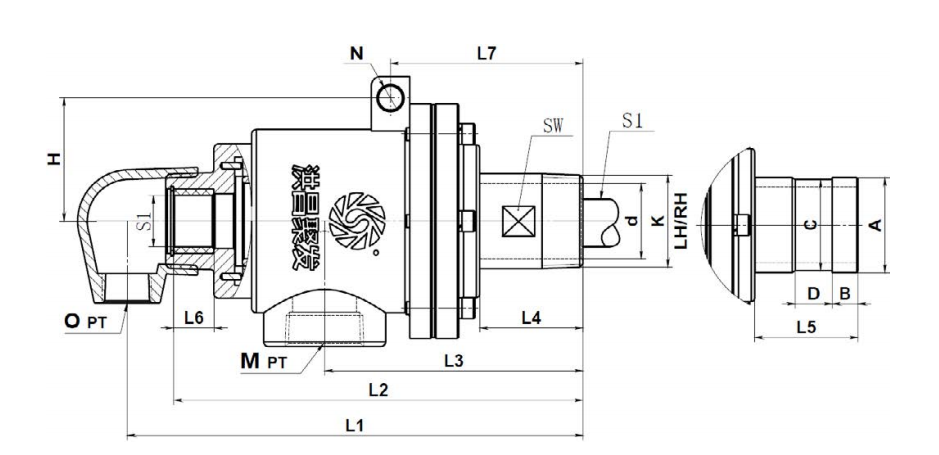 【JFO 3001】20A~50A 雙向內管旋轉式 旋轉接頭規(guī)格尺寸